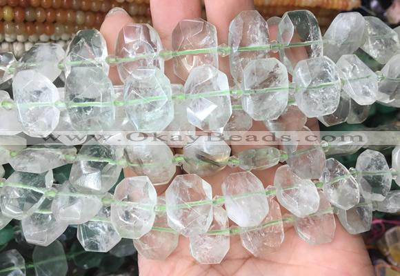 NGBS72 15 inches 13*18mm - 15*20mm faceted freeform green crystal beads