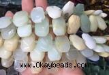 NGBS86 15 inches 13*18mm - 15*20mm faceted freeform green opal beads