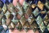 NGBS98 15 inches 13*22mm - 15*25mm faceted marquise green rhyolite beads