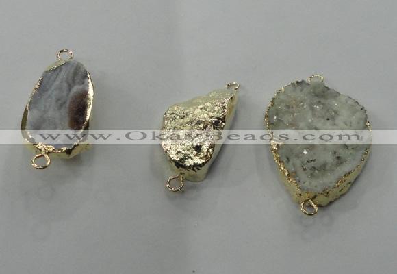 NGC101 20*30mm - 30*45mm freeform druzy agate connectors wholesale