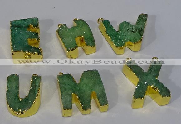 NGC1070 20*25mm - 25*30mm letter druzy agate connectors wholesale