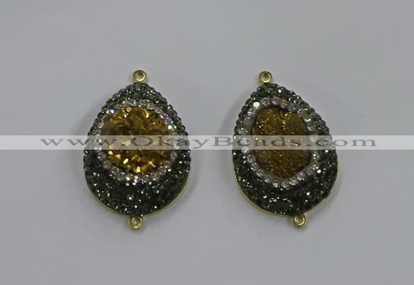 NGC1100 25*35mm teardrop druzy agate connectors wholesale