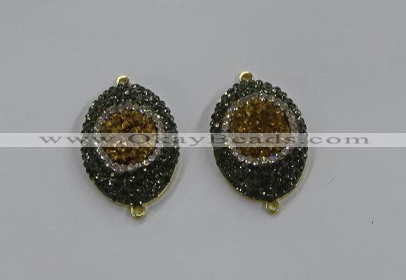 NGC1107 25*35mm oval druzy agate connectors wholesale