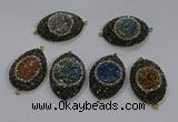 NGC1111 25*35mm oval druzy agate connectors wholesale