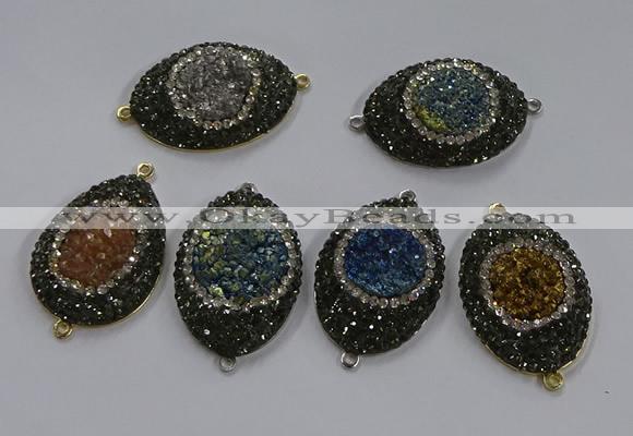 NGC1111 25*35mm oval druzy agate connectors wholesale