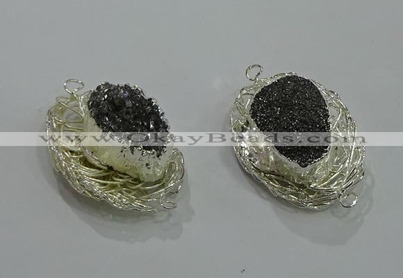 NGC1120 22*30mm - 25*35mm freeform druzy agate connectors wholesale