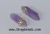 NGC1129 12*40mm - 12*45mm sticks amethyst connectors wholesale