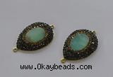 NGC1131 25*35mm teardrop Australia chrysoprase connectors wholesale