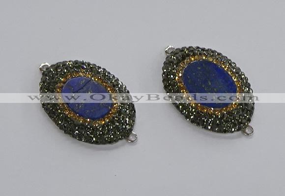 NGC1160 25*35mm oval lapis lazuli gemstone connectors wholesale