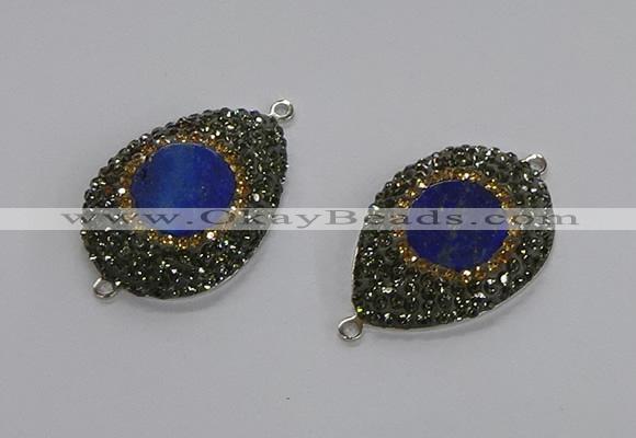 NGC1165 25*35mm teardrop lapis lazuli gemstone connectors wholesale