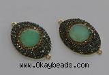 NGC1175 25*35mm oval Australia chrysoprase connectors wholesale