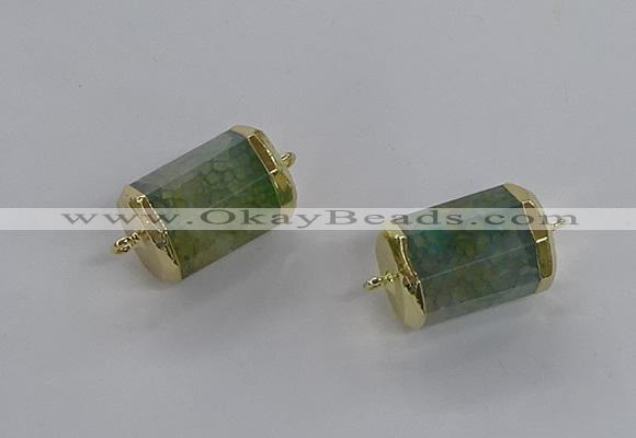 NGC1265 15*20mm faceted tube agate gemstone connectors wholesale