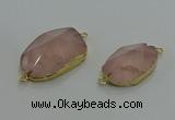 NGC1276 18*25mm - 30*35mm freeform rose quartz connectors