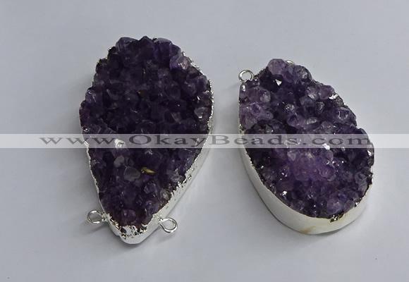 NGC1321 35*50mm - 40*60mm freeform druzy amethyst connectors