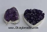 NGC1322 45*50mm - 50*60mm heart druzy amethyst connectors