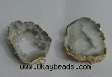 NGC136 30*40mm - 35*45mm freeform plated druzy agate connectors