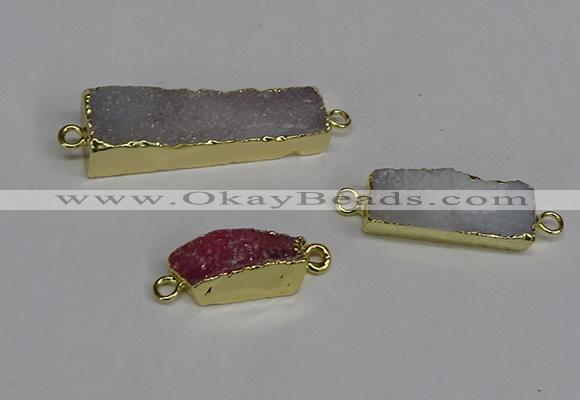 NGC1368 8*18mm - 10*30mm rectangle druzy agate connectors