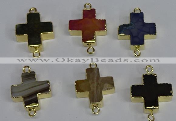 NGC1372 18*18mm - 20*20mm cross agate connectors wholesale