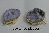 NGC138 30*40mm - 35*45mm freeform plated druzy agate connectors