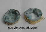 NGC139 30*40mm - 35*45mm freeform plated druzy agate connectors