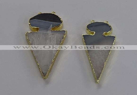 NGC1438 25*50mm - 30*55mm arrowhead agate gemstone connectors