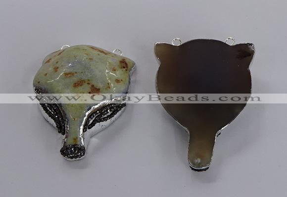 NGC1441 40*55mm - 45*60mm Fox-head agate gemstone connectors