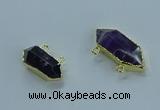 NGC1453 10*24mm - 14*35mm hexagon amethyst connectors wholesale