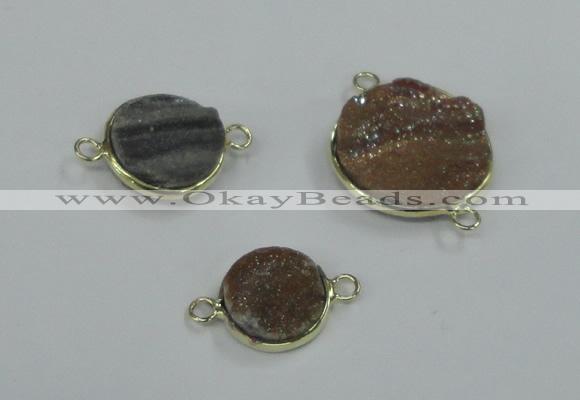 NGC156 14mm - 20mm coin plated druzy agate connectors