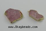 NGC1560 18*25mm - 30*35mm freeform rose quartz connectors