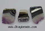 NGC1723 30*45mm - 35*55mm freeform druzy amethyst connectors