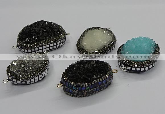 NGC1733 25*35mm - 30*40mm freeform druzy agate connectors