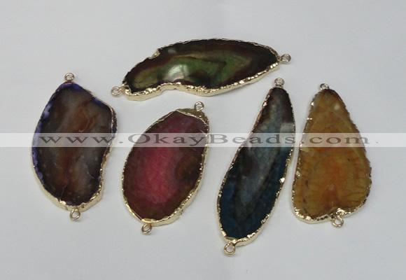 NGC175 25*50mm - 30*60mm freeform plated druzy agate connectors