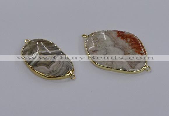 NGC1812 25*35mm - 35*45mm freeform crazy lace agate connectors