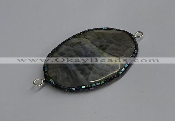 NGC1827 35*50mm oval agate gemstone connectors wholesale