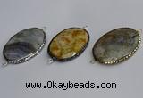 NGC1829 35*50mm oval agate gemstone connectors wholesale