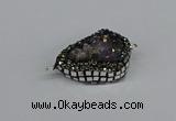 NGC1850 22*30mm - 25*35mm flat teardrop plated druzy amethyst connectors