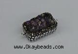 NGC1855 15*35mm - 22*30mm rectangle plated druzy amethyst connectors