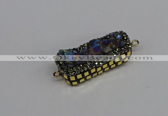 NGC1856 15*35mm - 22*30mm rectangle plated druzy amethyst connectors