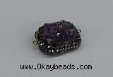 NGC1857 15*35mm - 22*30mm rectangle plated druzy amethyst connectors