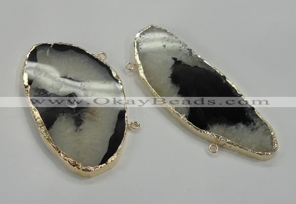 NGC194 35*75mm - 50*80mm freeform druzy agate connectors