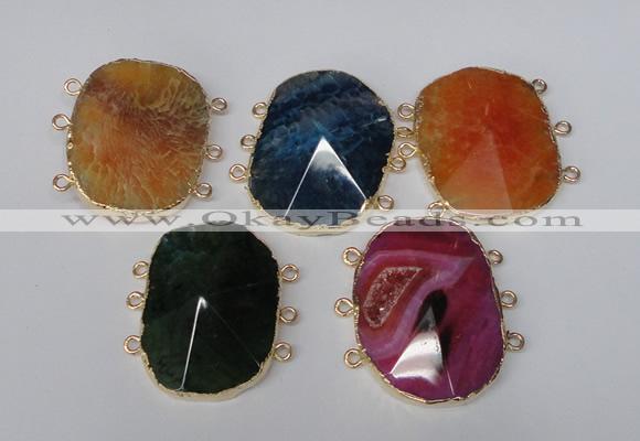 NGC209 30*40mm freeform agate gemstone connectors wholesale