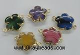 NGC218 24mm - 25mm flower agate gemstone connectors wholesale