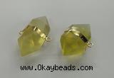 NGC261 18*30mm - 20*35mm faceted nuggets lemon quartz connectors