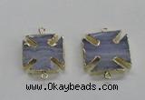 NGC274 22*22mm - 24*24mm blue lace agate gemstone connectors