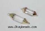 NGC335 10*25mm - 12*40mm faceted nuggets white crystal connectors