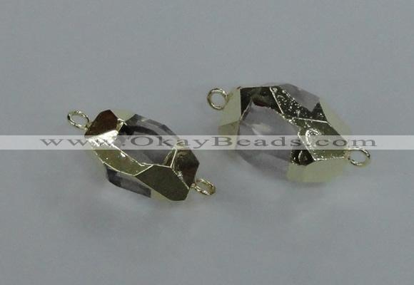 NGC337 15*20mm - 18*25mm faceted nuggets white crystal connectors