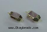 NGC339 15*20mm - 18*25mm faceted nuggets rose quartz connectors