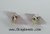 NGC347 18*30mm - 15*45mm faceted bicone rose quartz connectors