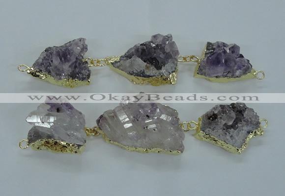 NGC375 20*25mm - 25*30mm freeform druzy amethyst connectors