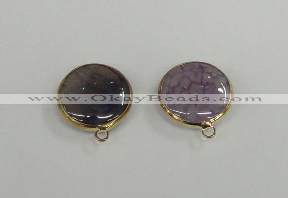 NGC391 18mm flat round agate gemstone connectors wholesale